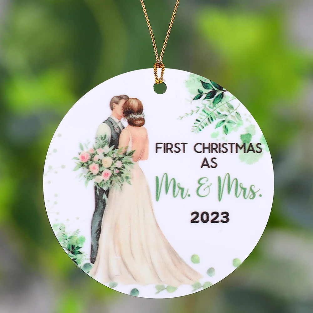 

Персонализированное домашнее рождественское украшение, круглая акриловая бирка, рисунок с текстом, модный подарок для пары, фотография высокого качества