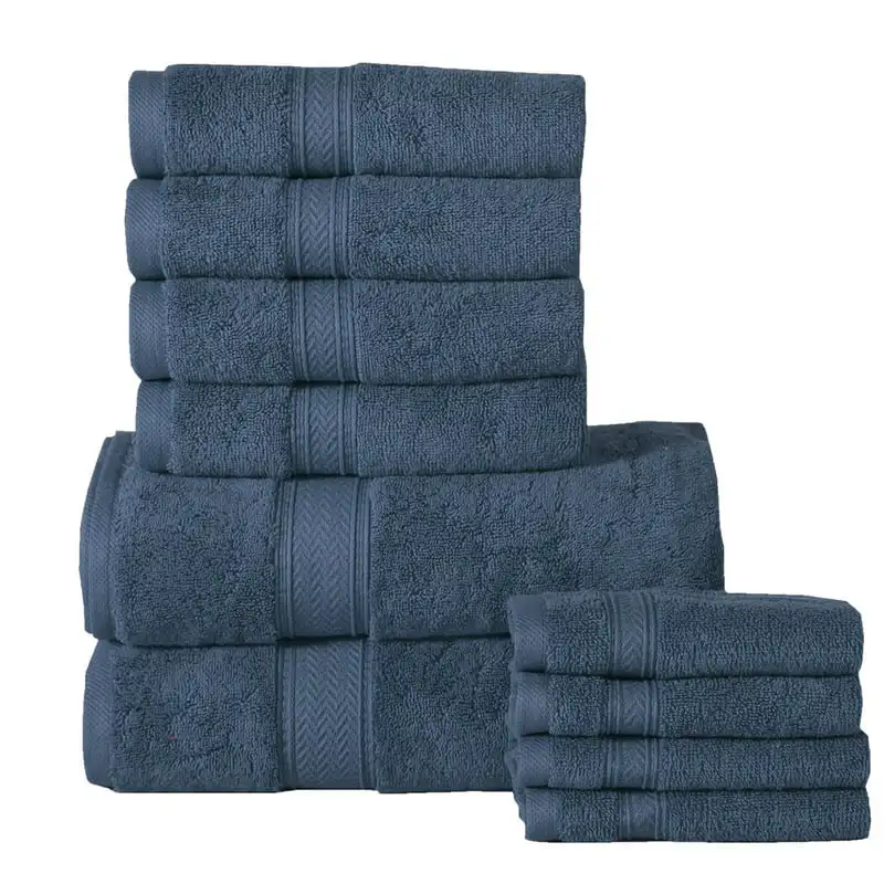 

Traditional, Contemporary, Stylish 10 Piece Cotton Bath Towel Set, Blue
