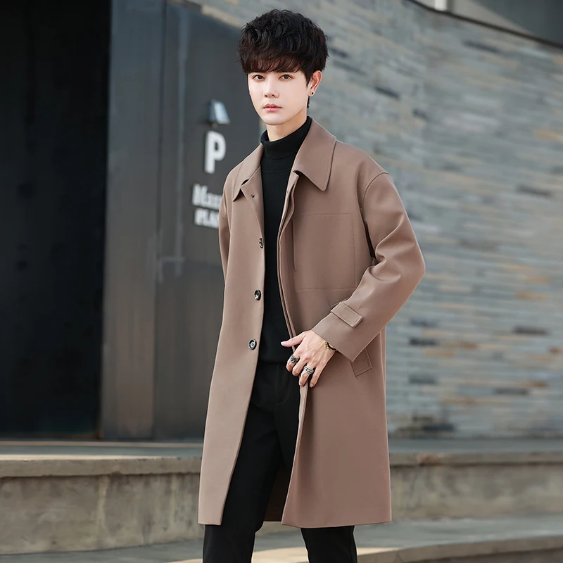 

New STYLE AUTUMN WINTER RUFFIAN HANDSOME British FASHION COMFORTABLE WIND STREET patS TREND IN THE LONG lapEL loose WINDbreaker