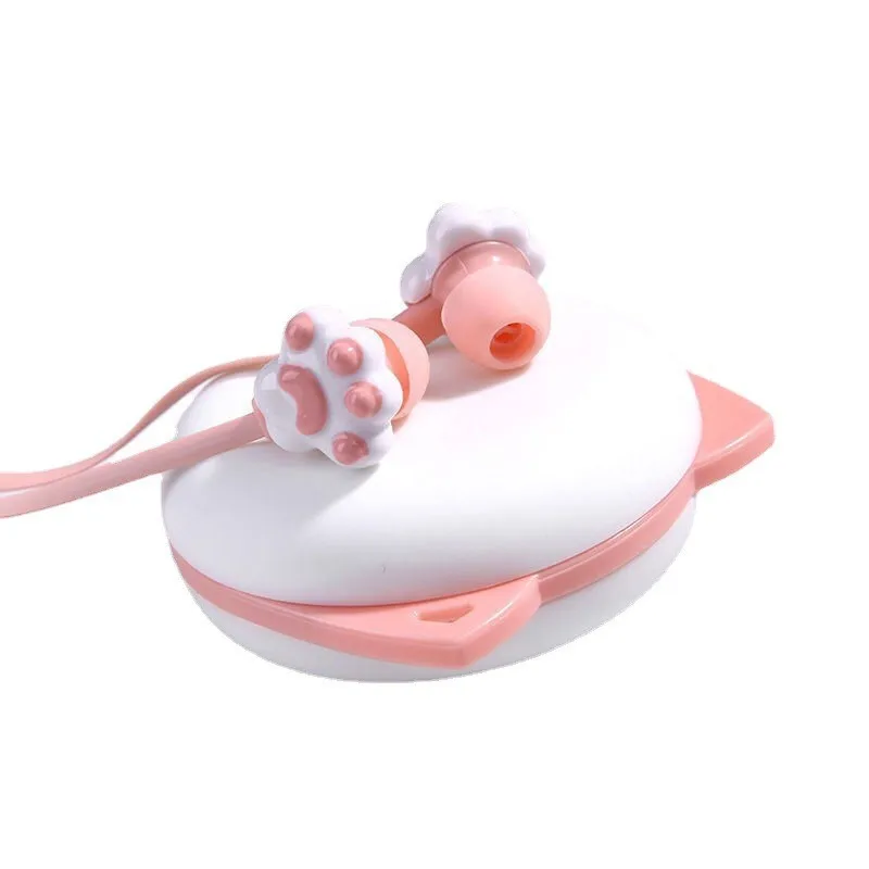 

1pcs New Lovely Cute Cartoon Cat Paw 3.5mm In-ear Earphone With Rotate Case With Microphone