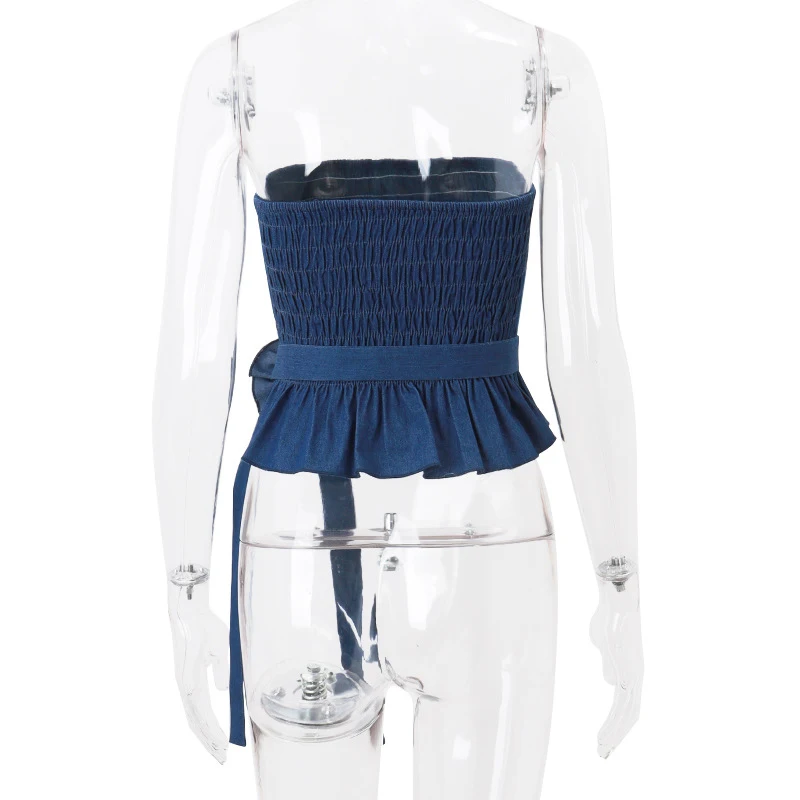 Кроп-топ женский с цветочным 3D принтом и открытыми плечами без бретелек