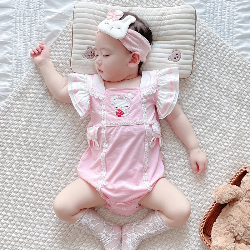 

HoneyCherry New summer new newborn cotton one-piece Bodysuits baby cute cartoon Bodysuits baby girl bodysuit