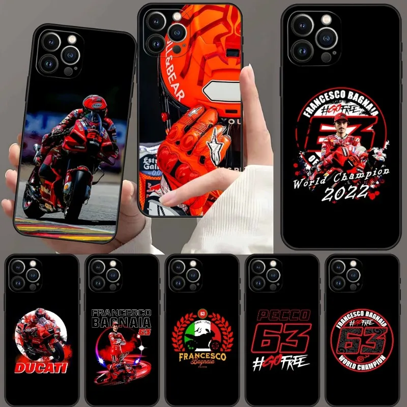 

Francesco Bagnaia Moto 63 Phone Case Fundas For Iphone 14 Pro Max 13 Mini 11 12 Xr X Xs 6 6s 7 8 Plus Shockproof Back Cover