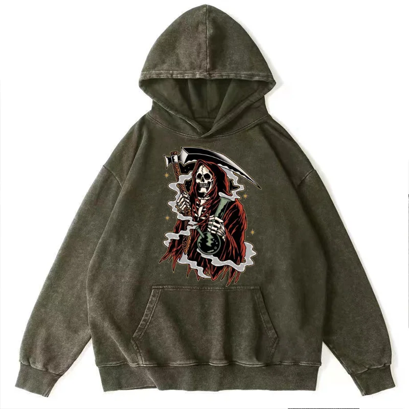 

Punk Style Casual Everything 2023 Spring Fall black Gray Hoodie Sweatshirt Men Hip Hop Skateboarding Street Wear