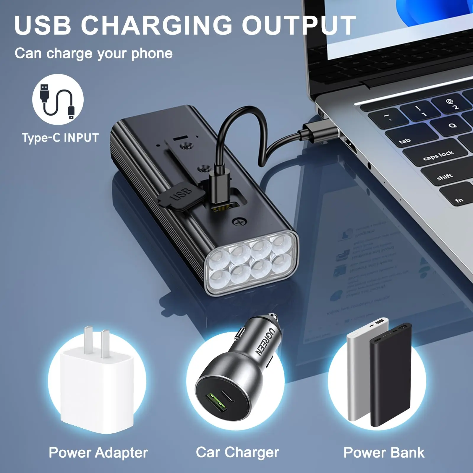 Аккумуляторный велосипедный фонарь 8000 Люмен USB передняя фара и задняя с 5 + 4