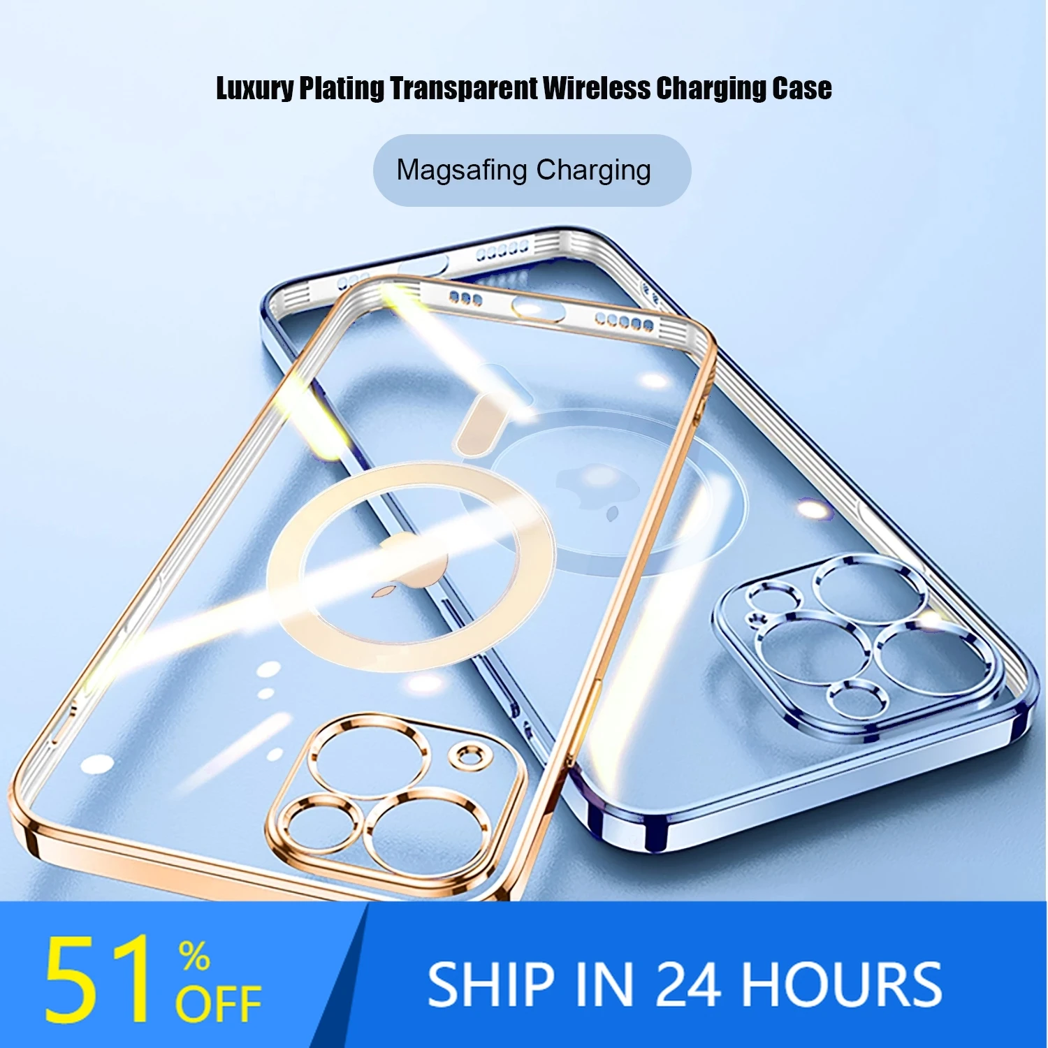 Роскошный позолоченный чехол для телефона Magent iPhone 13 Mini Pro Max Magsafing Магнитный