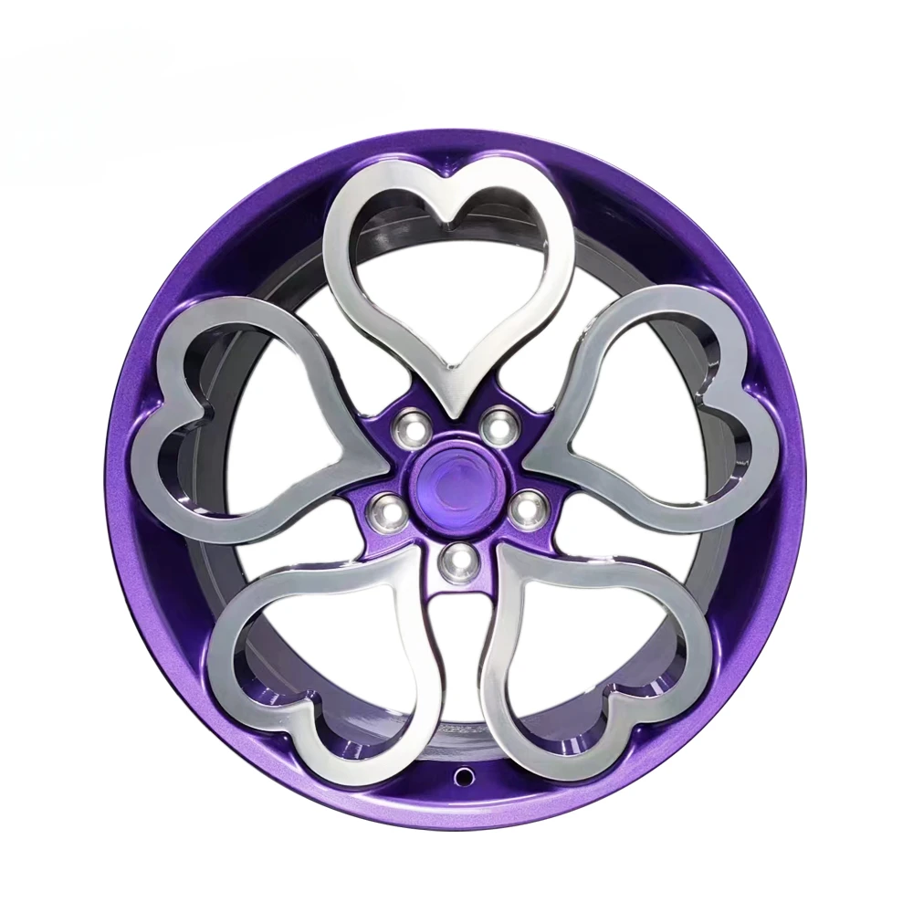

Pengzhen custom 20 21 22 inch 5x114.3 purple love heart shaped car alloy wheels rims for tesla model 3