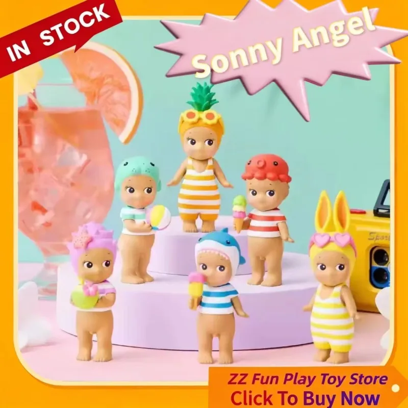 Фото Мини-фигурка Sonny Angel из серии «Летние каникулы»: Стиль «Поцелуй солнца», Сюрприз-бокс, мини-фигурка с загорелой кожей, коллекционные игрушки №1