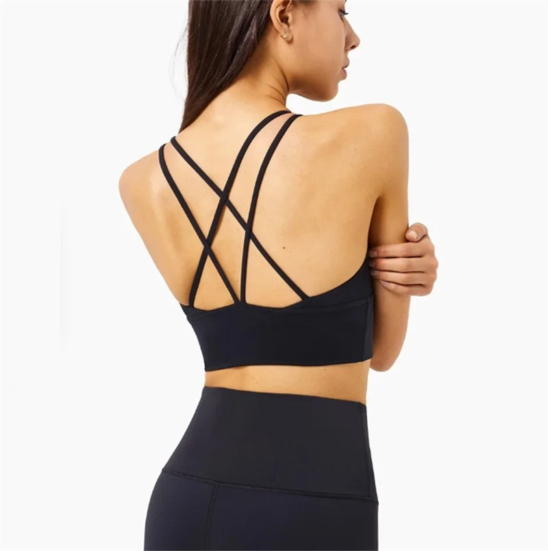 

Спортивный бюстгальтер 2022, женский дышащий Быстросохнущий Спортивный бюстгальтер с открытой спиной, растягивающийся кроп-топ для бега в 4 н...