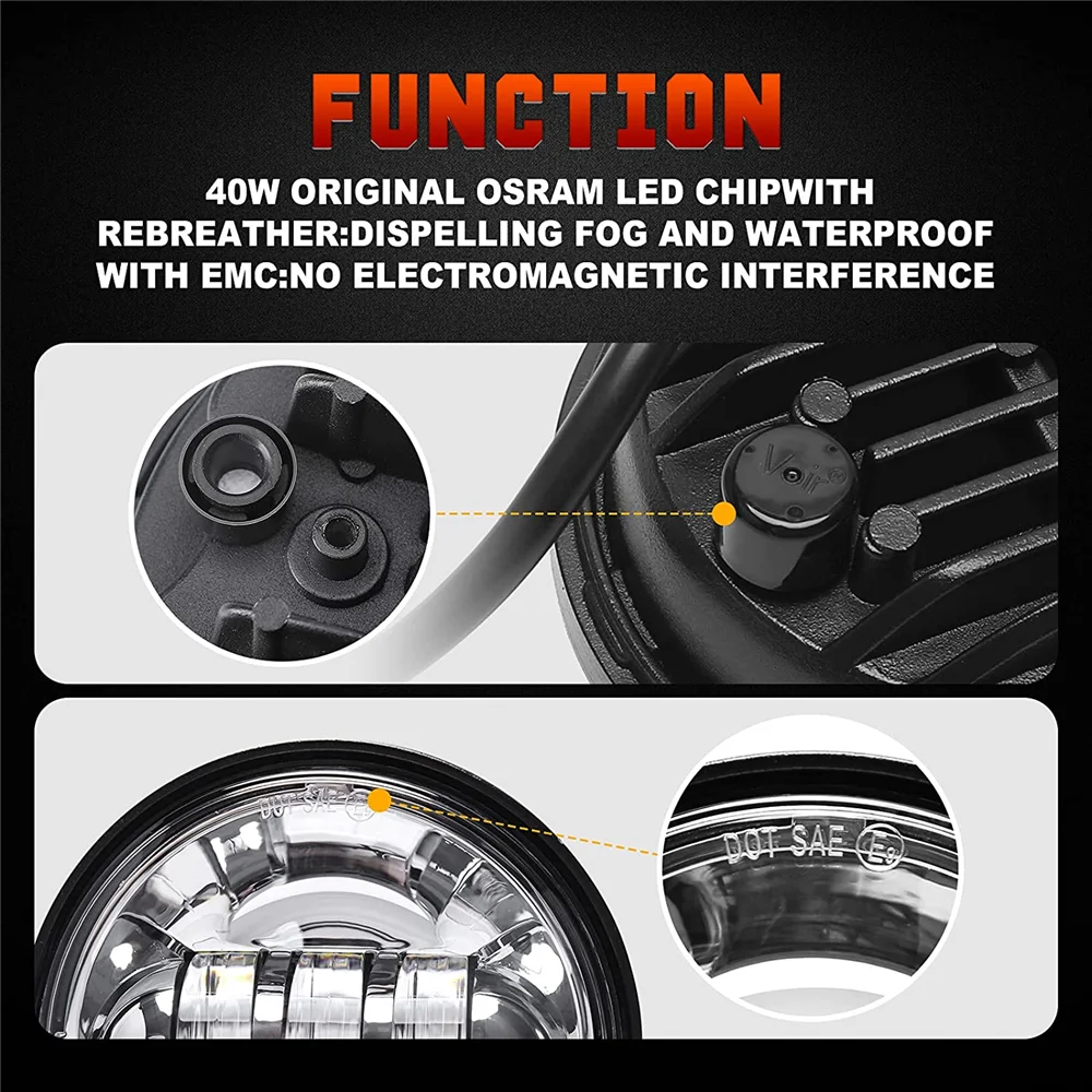4 5 дюймов Харли светодиодная противотуманная фара мотоцикла Хром Черный