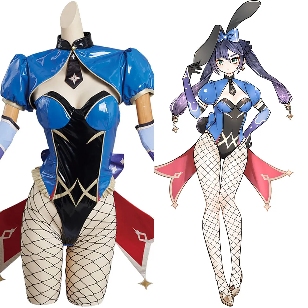 

Genshin Impact Mona Cosplay Costume Bunny Girls Jumpsuit Outfits Halloween Carnival Suit