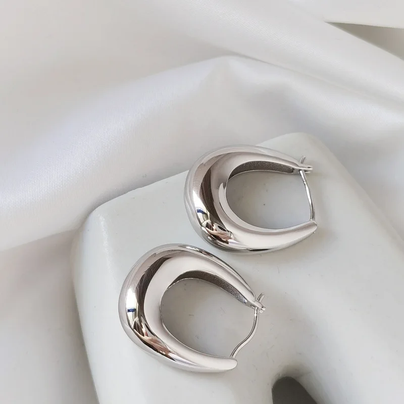 

S925 Silver U-Shaped Hoop Earrings with Elegant and Unique Charm for Women's Jewelry