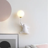 sandyha modern night moon wall light cartoon bear childrens room interior home decor bedroom bedside minimalist lamp fixtures