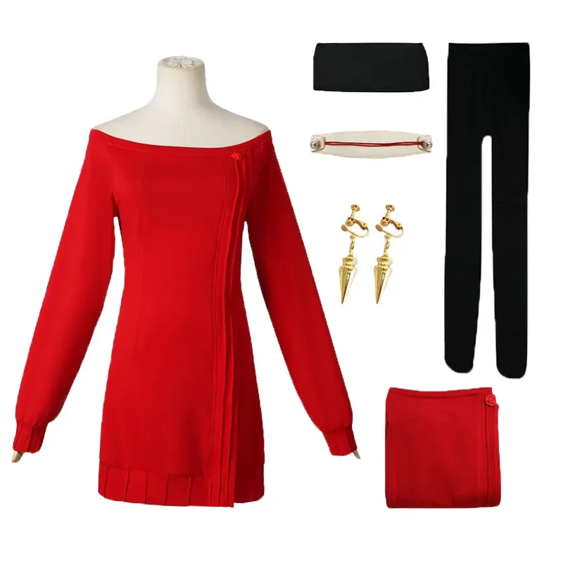 Костюм для косплея семьи персонажей аниме Yor Spy Briar Длинное Красное вязаное