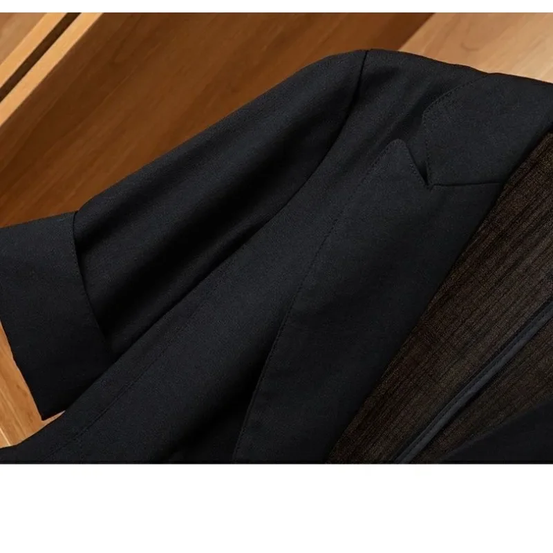 Женский офисный Тонкий Блейзер корейское пальто с коротким рукавом куртка одним