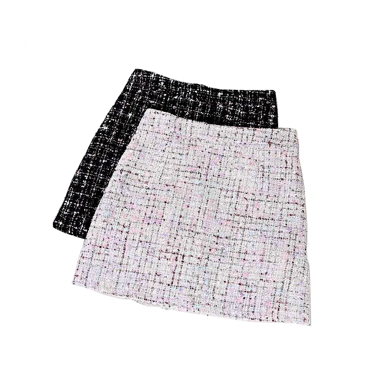 Женская мини-юбка осень-зима твидовая юбка с высокой талией в Корейском стиле