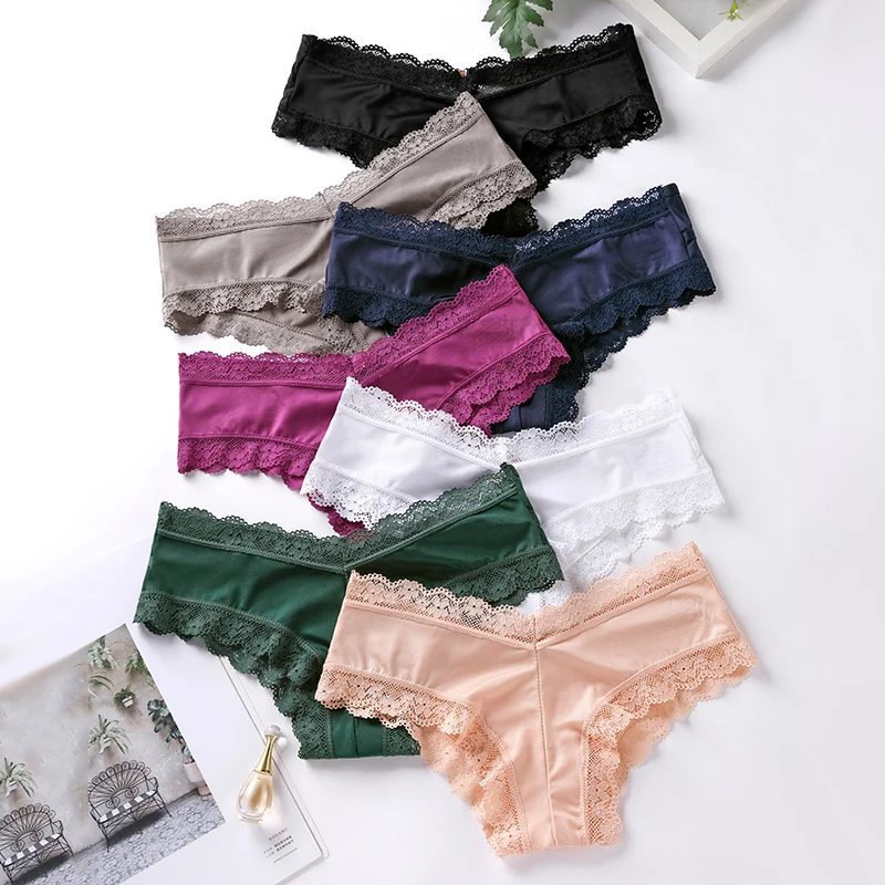 1 шт. женские бесшовные кружевные трусики с заниженной талией