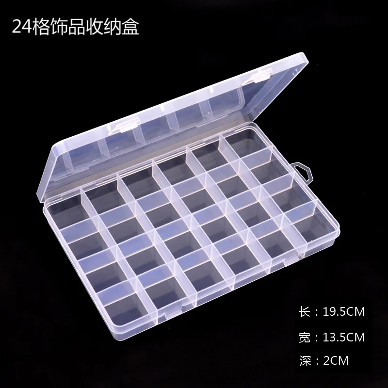

Square Transparent Plastic Storage Box Case 18/24 Slot Adjustable for Pills Jewelry Beads Earring Case Organizer Jewlery Box