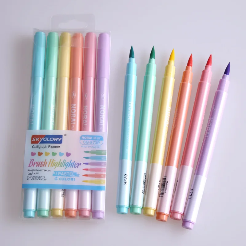 

6pcs Soft Brush Color Art Marker Pens Set for Drawing Painting Calligraphy Handwriting Diary Lettering School H6210