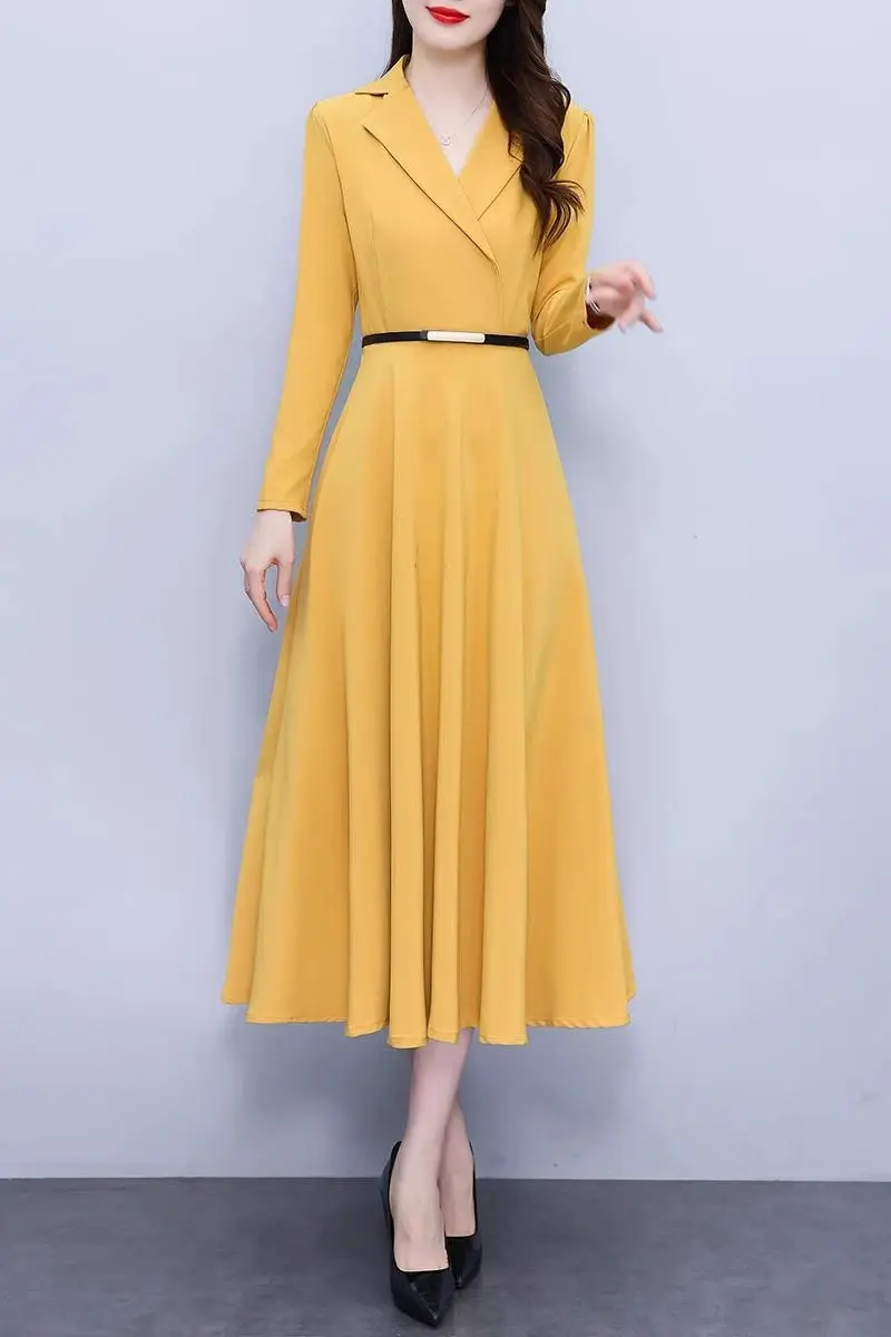 Платье в стиле Хепберн с воротником женское осеннее платье новинка 2023