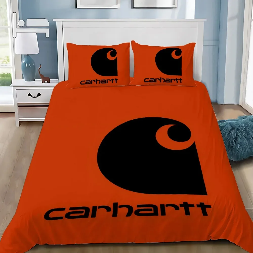Фото Модный всесезонный комплект постельного белья C-CARHARTT: пододеяльник с принтом, комфортное покрывало, одеяло, комплект для двуспальной кровати King Size №1