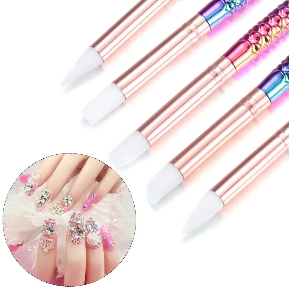 

Fashion Nail Tools 3D Carving DIY Glitter Manicure Dotting Pen Rhinestone Handle Mermaid Nail Art Brush Nail Pen