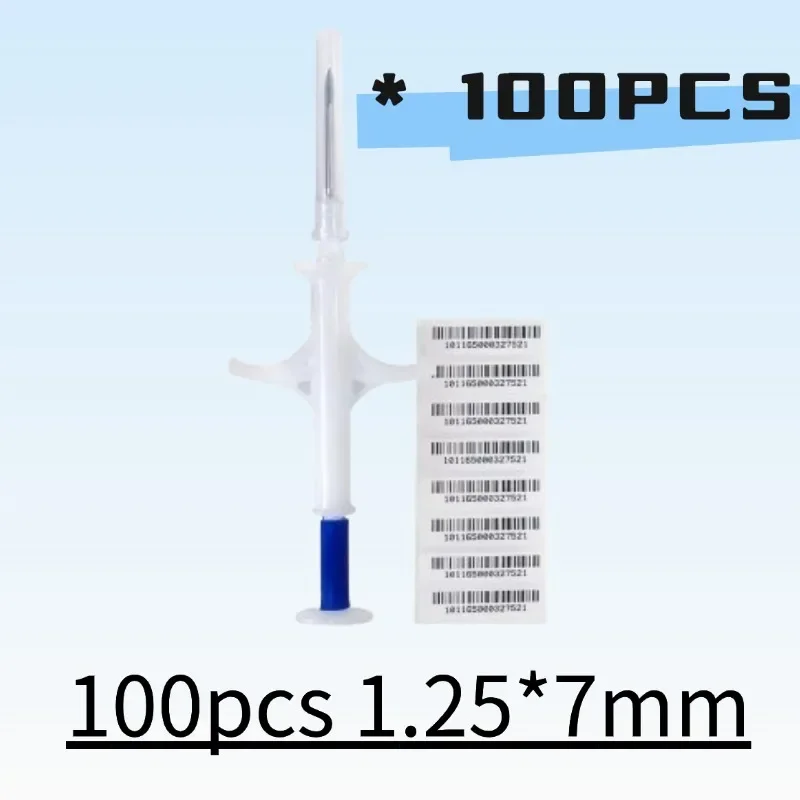 

Новый 100 шт., шприц с микрочипом для домашних животных, 134,2 кГц, FDX-B EM4305, идентификационный чип для собак, кошек, лошадей, рыб, 1,25*7 мм/1,4*8 мм/2,12*12 мм