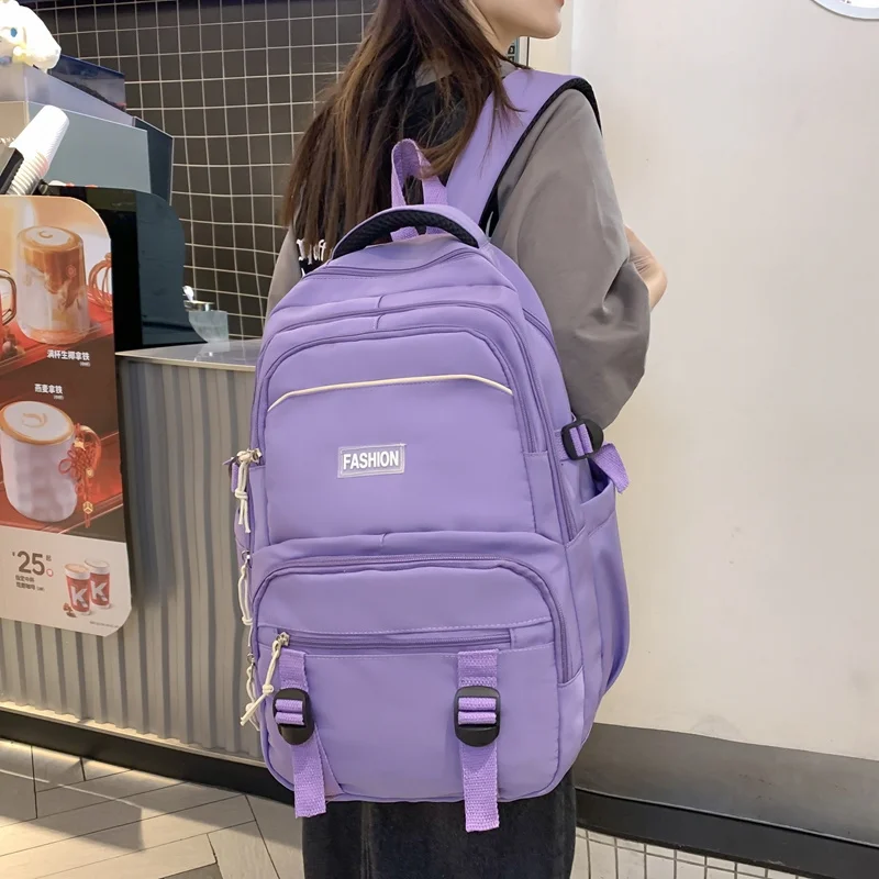 

Bags for Women Hot Sale Large Capacity Student Backpack Fashion Solid Laptop Bag Versatile Waterproof Shoulder Bag