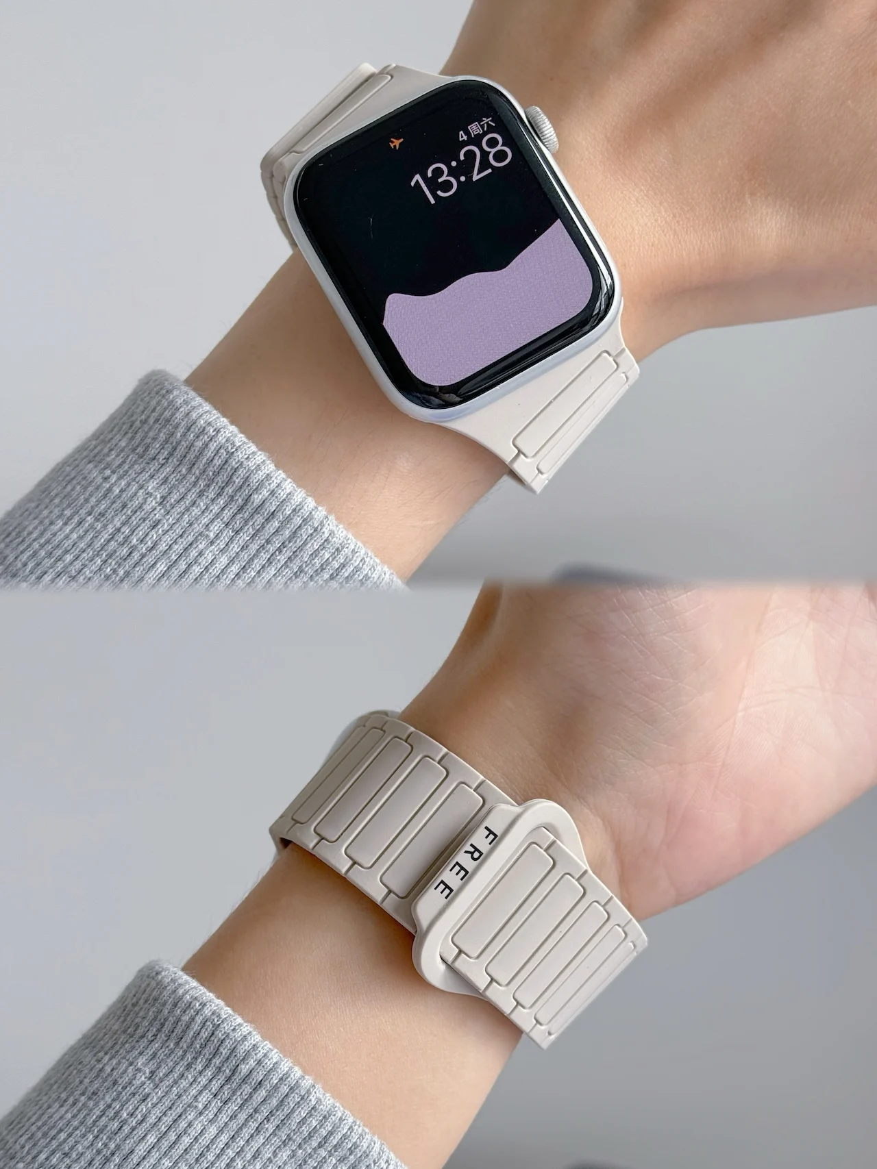 Фото Двухцветный двусторонний магнитный силиконовый ремешок для Apple Watch Ultra SE Series 11 10 9 8 7 всех размеров, дышащий повседневный ремешок для часов №4