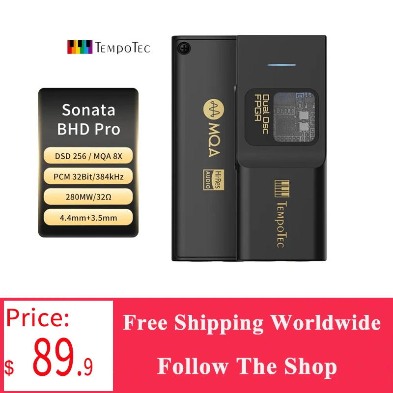 

ЦАП TempoTec Sonata BHD Pro USB C, усилитель для наушников 4,4 мм и 3,5 мм, PCM384kHz,DSD256,MQA8X, дыхательный для iPhone, Android, MacOS и WIN
