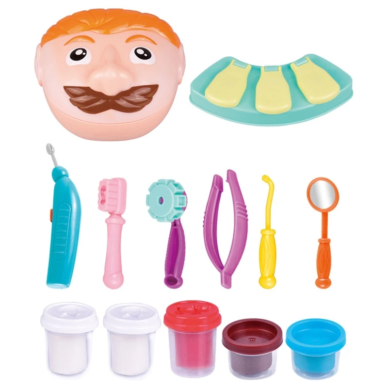 

Dental Mold Toy Kids Dentist Pretend Plasticine Toy for w/ Tooth Mold Teeth-brush Plasticine Clay Toddler Gi DropShipping