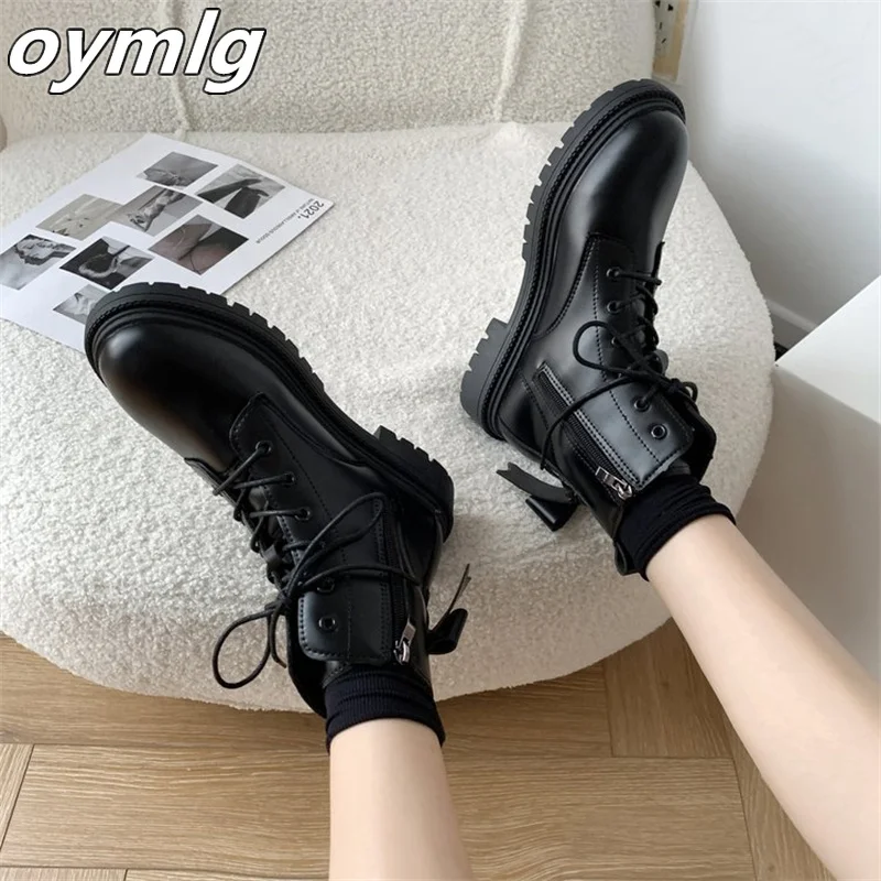 Lace-up  boots women's 2022 new autumn and winter bow short boots students fried street short single boots black boots