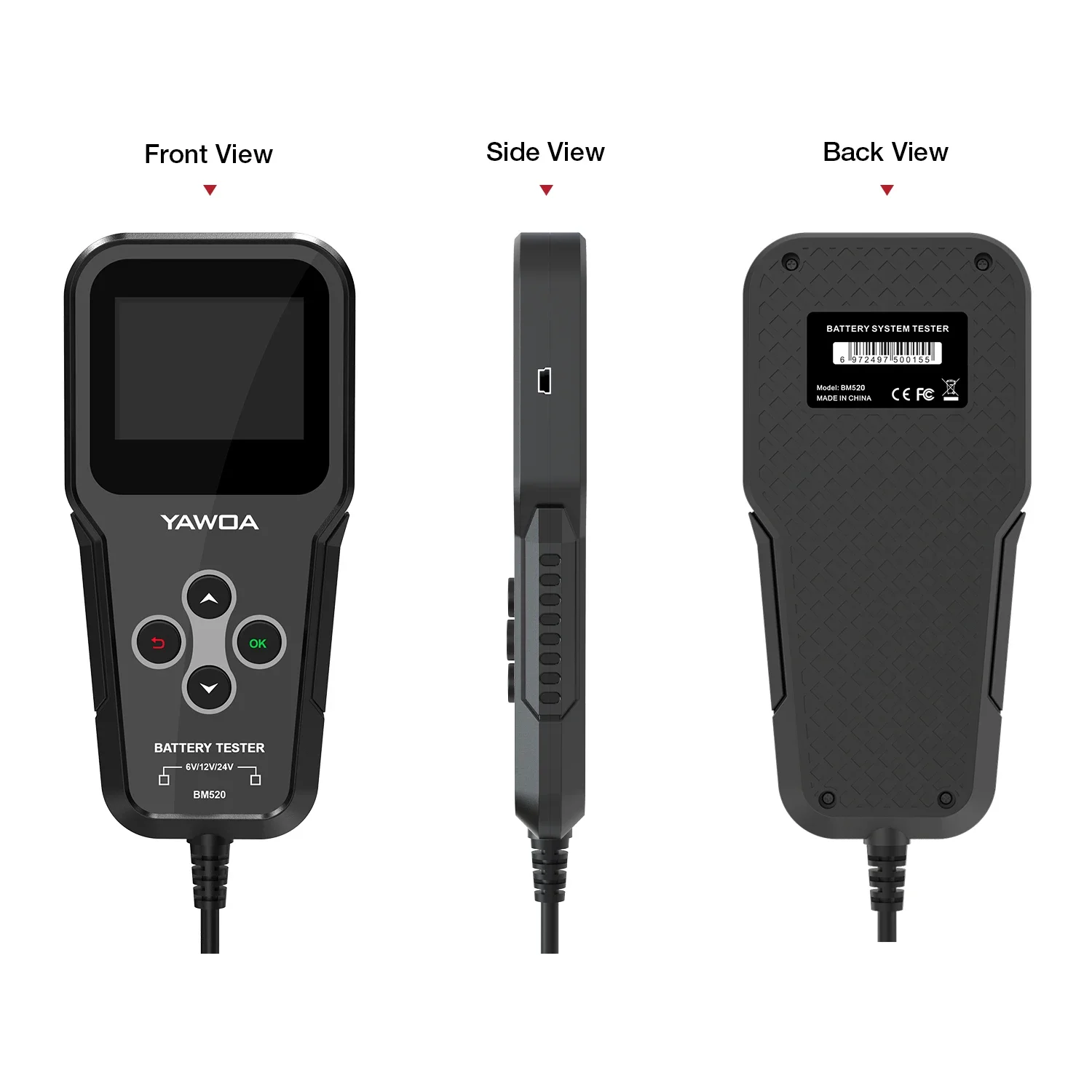 BM520 6V 12V 24V Car Battery Tester Truck System Test Tool 12 Volts Analyzer Cranking PK KW600
