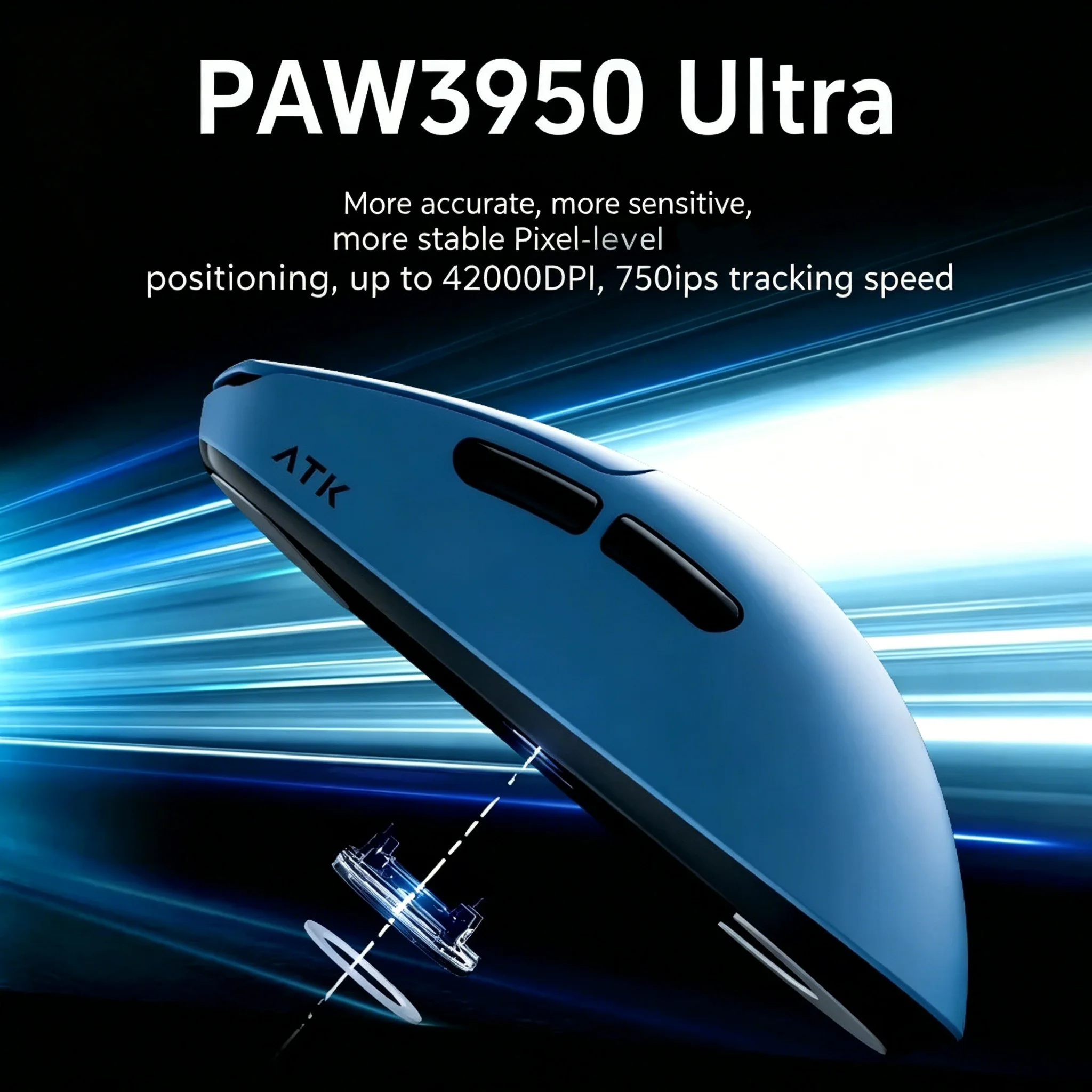Фото Беспроводная игровая мышь ATK Blazing Sky F1 V2 с сенсором PAW3950, ультралегкая (38 г), двухрежимная (2.4G/проводная), эргономичная, с низкой задержкой, 8K, эспортная №3