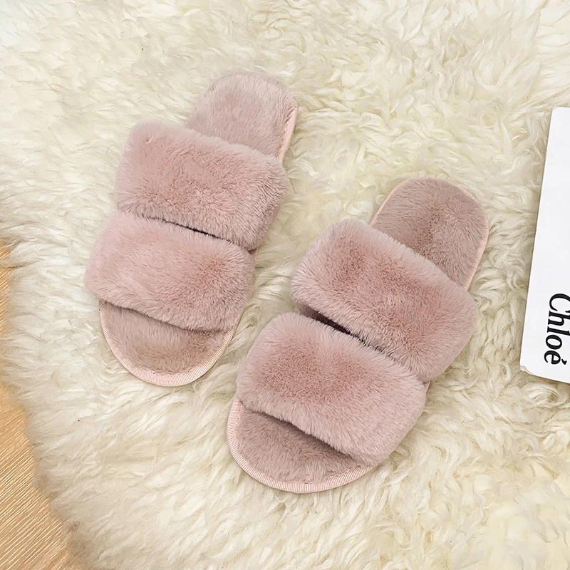 New Winter Women Indoor Cotton Warm Plush Faux Fur Flats Slippers Lady Soft Comfort Shoes Women's Home Slipper