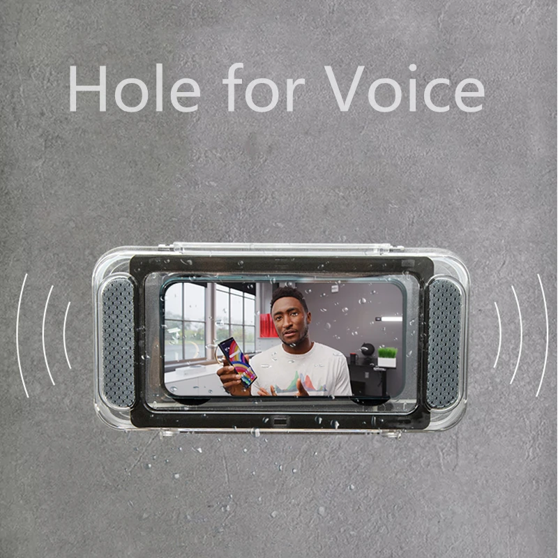 home wall stand waterproof mobile phone box self adhesive holder touch screen bathroom phone shell shower sealing storage box free global shipping