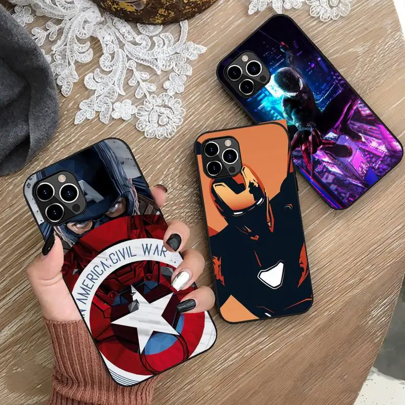 

Marvel Captain America Spider-Man Phone Case For iphone 14 Plus 13 12 Mini 11 Pro XS Max X XR Cover