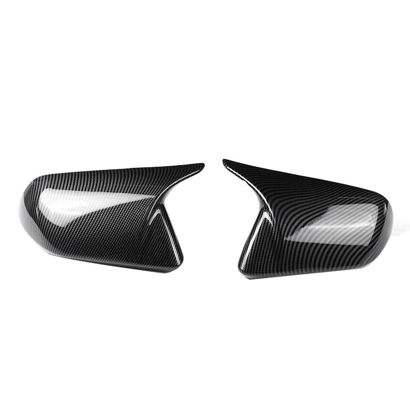 

ABS Carbon Fiber Horn Style Side Door Rearview Mirror Cover Trim Shells Cap Replacement Parts For Ford Mustang 2015-2022