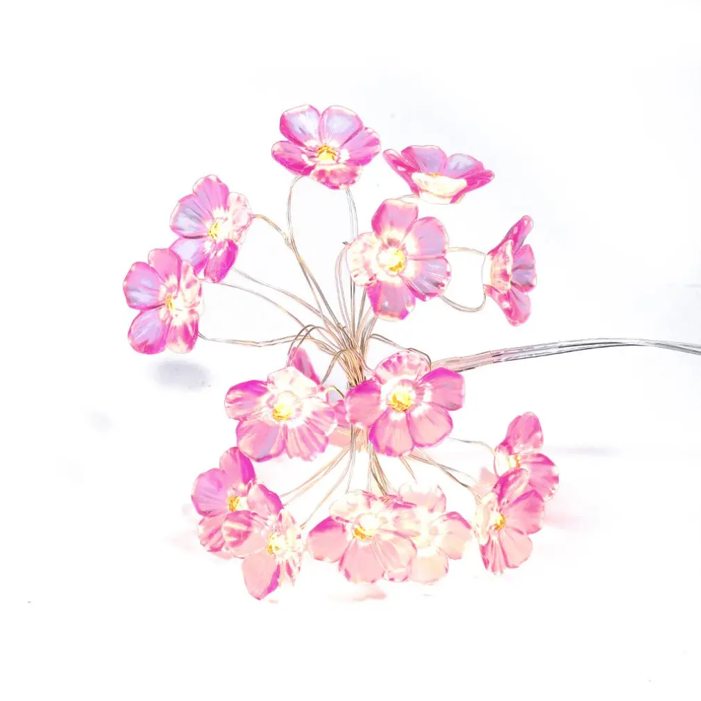 

RGB Color Cherry Blossom Light String 16 Colors Peach Flower Light String Remote Control Color Changing Battery Box