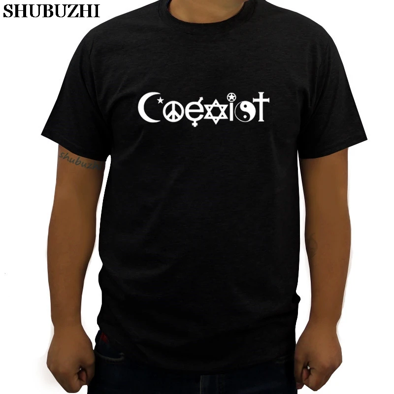 

cotton tshirt men new Matte Black Coexist Decal Bumper Sticker - gun shirt male t-shirts fashion summer clothes euro size tees