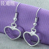doteffil 925 sterling silver heart drop earrings for woman wedding engagement fashion party charm jewelry