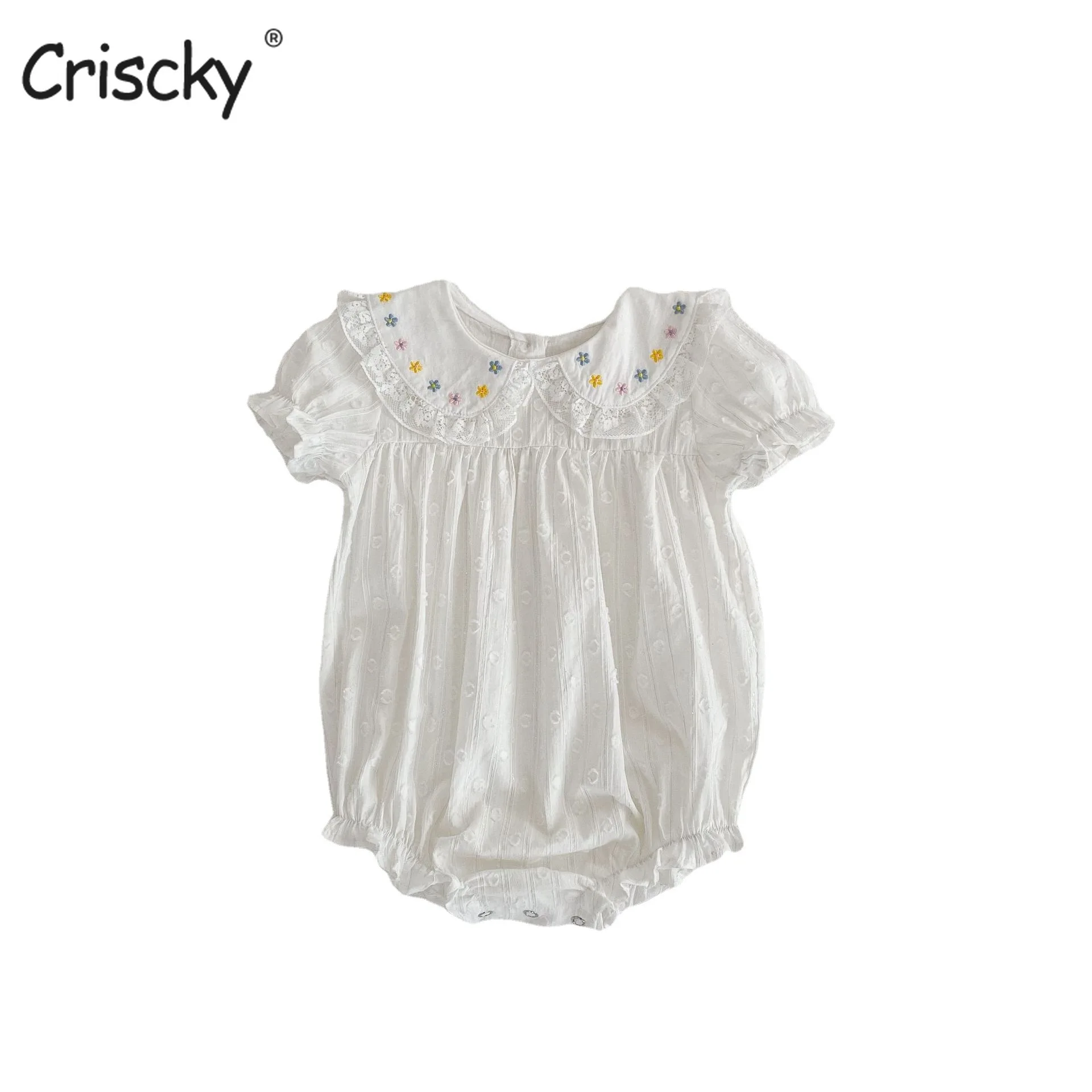 

Criscky Fashion Baby Girls Romper Cotton Short Sleeve Ruffles Baby Rompers Infant Playsuit Jumpsuits Cute Newborn Clothes