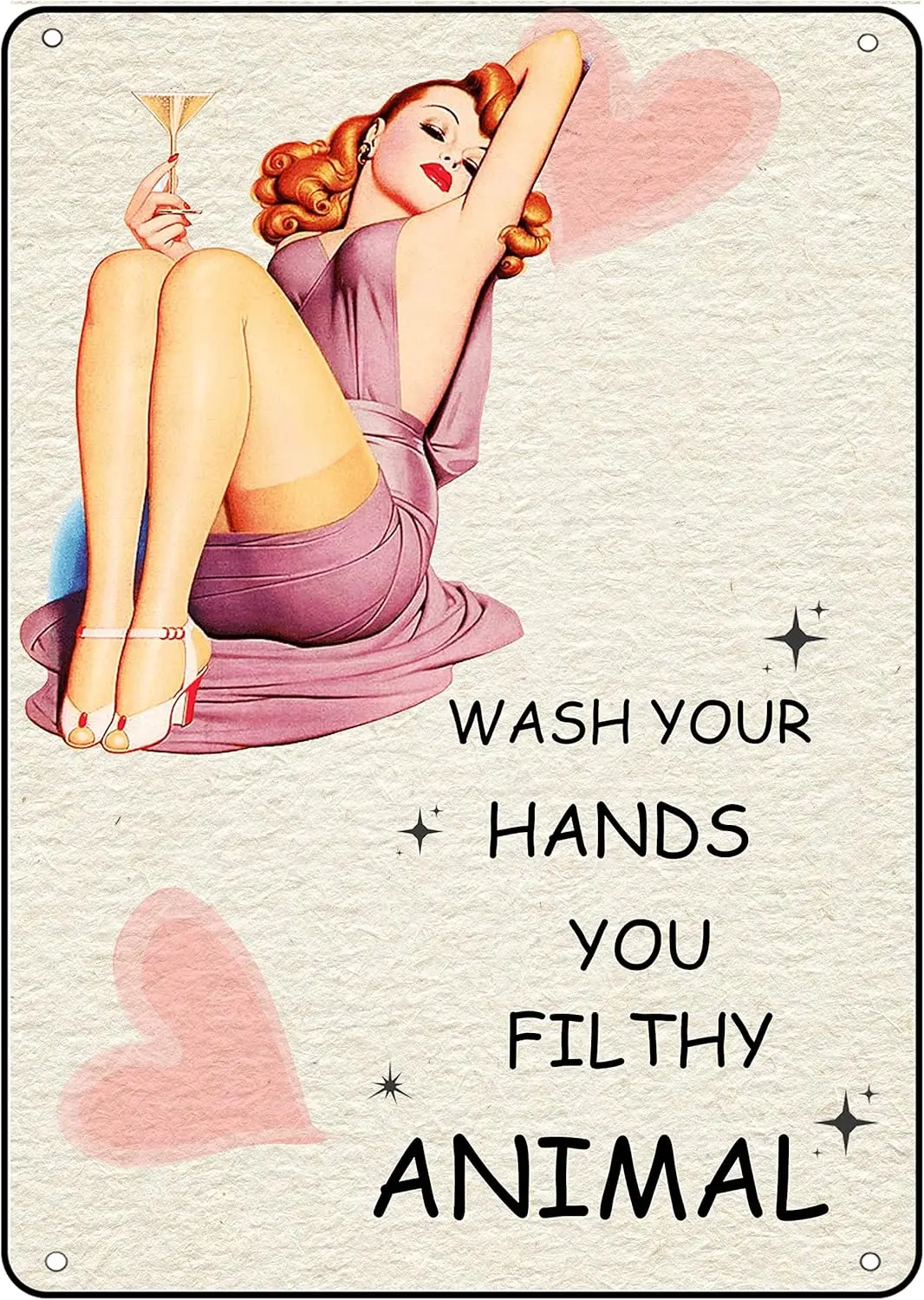 Bathroom Home Pn up Grl Metl Tn Sgn Wsh Your Hnds You Fl Thy nml Ретро Wll Decoon для спальни Гардеробная комната