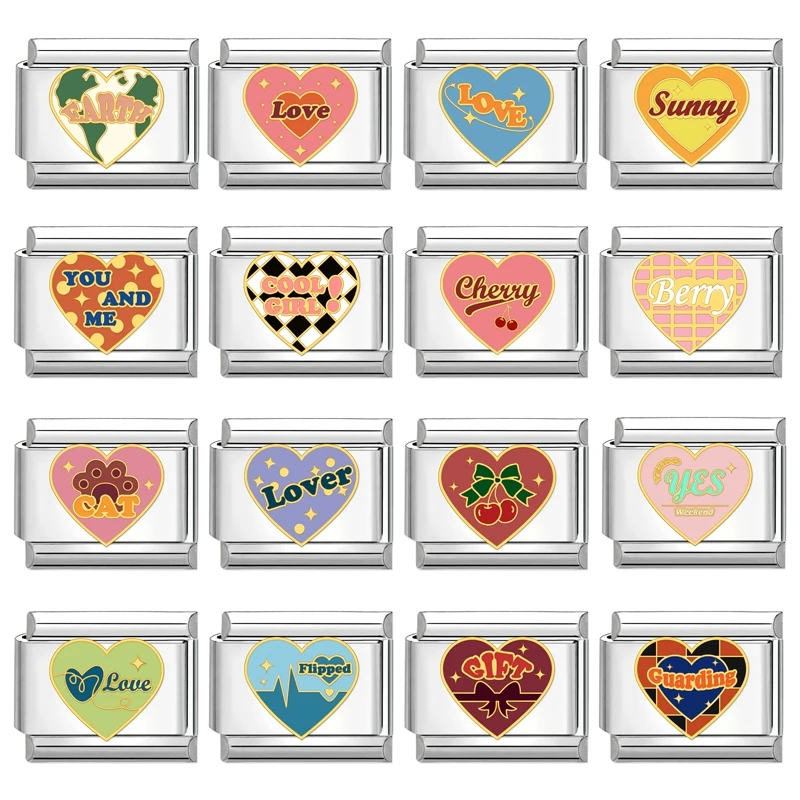 Y2k Шарм Красочная шахматная доска Вишневые сердечки Итальянские Шарм-звенья
