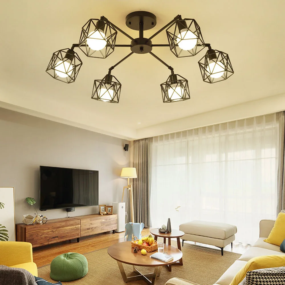 Скандинавская потолочная лампа с 3/5/6/8 насадками промышленная винтажная Люстра