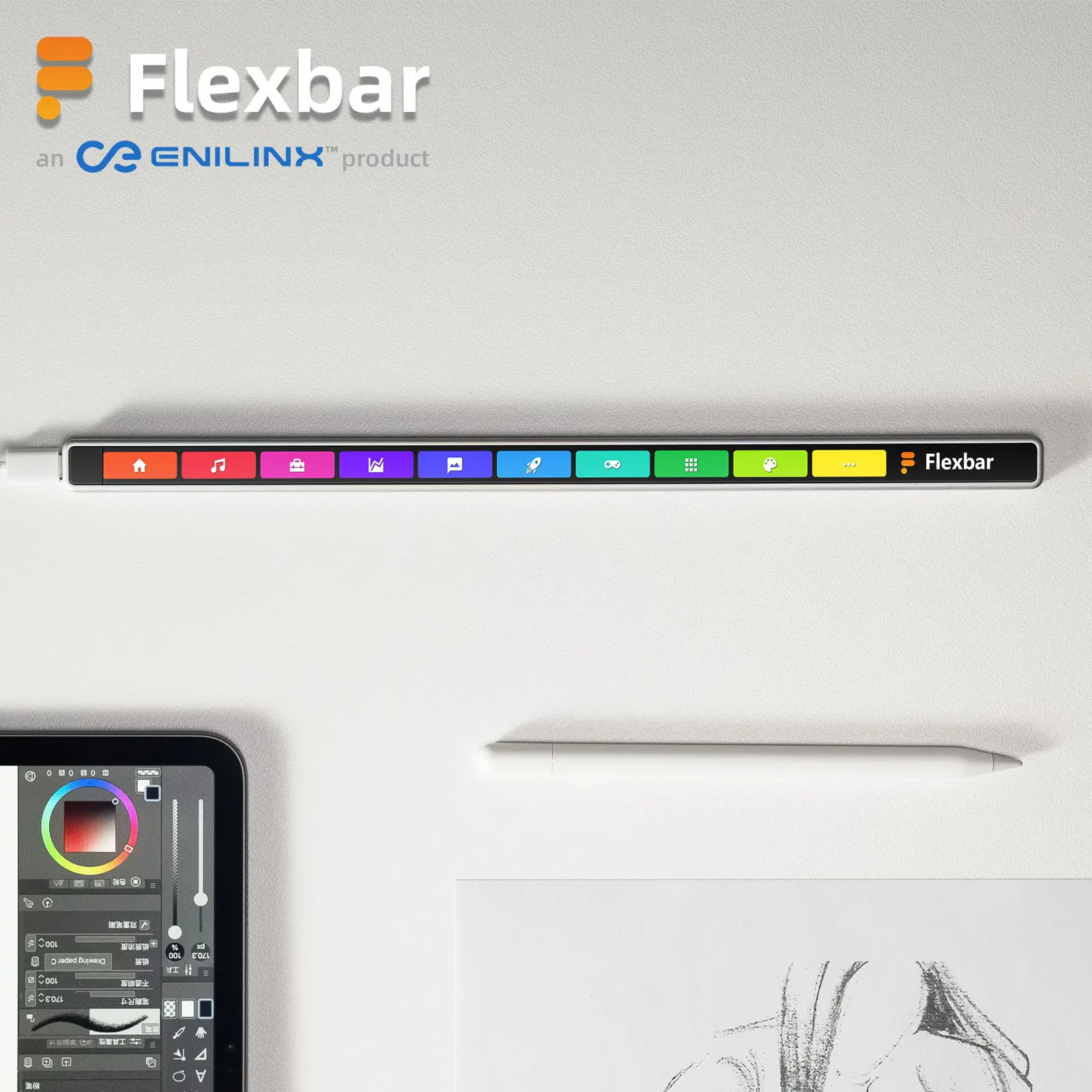 Программируемая сенсорная панель Enilinx Flexbar – универсальное устройство для Adobe, игр и повышения продуктивности с сенсорным экраном (art.: 3920dbd811a87) - 3920dbd811a87