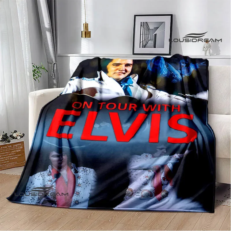Фото Одеяло с принтом E-Elvis-Presley в стиле ретро, одеяла для кроватей, одеяла для пикника, фланцевое одеяло, мягкое и удобное одеяло, подарок на день рождения №3
