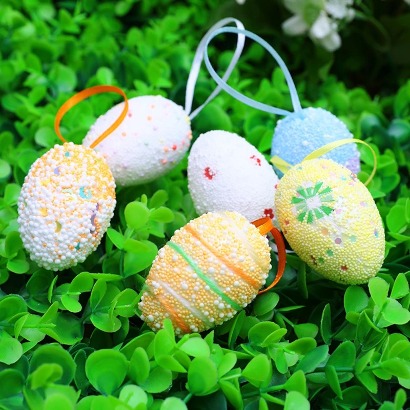 

6Pcs Foam Easter Eggs DIY Craft Kids Gift Home Garden Decorative Happy Easter Ornaments