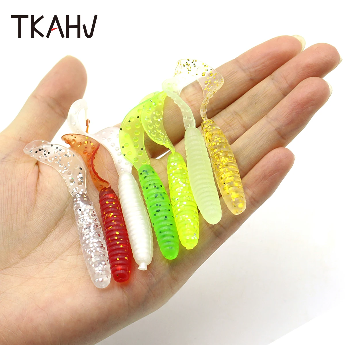 

TKAHV 20 PCs 65mm Golw Silicone Soft Lure Volume Tail Shrimp Smell Jig Wobblers Worm Bait Carp Artificial Bass Swimbait Tackle