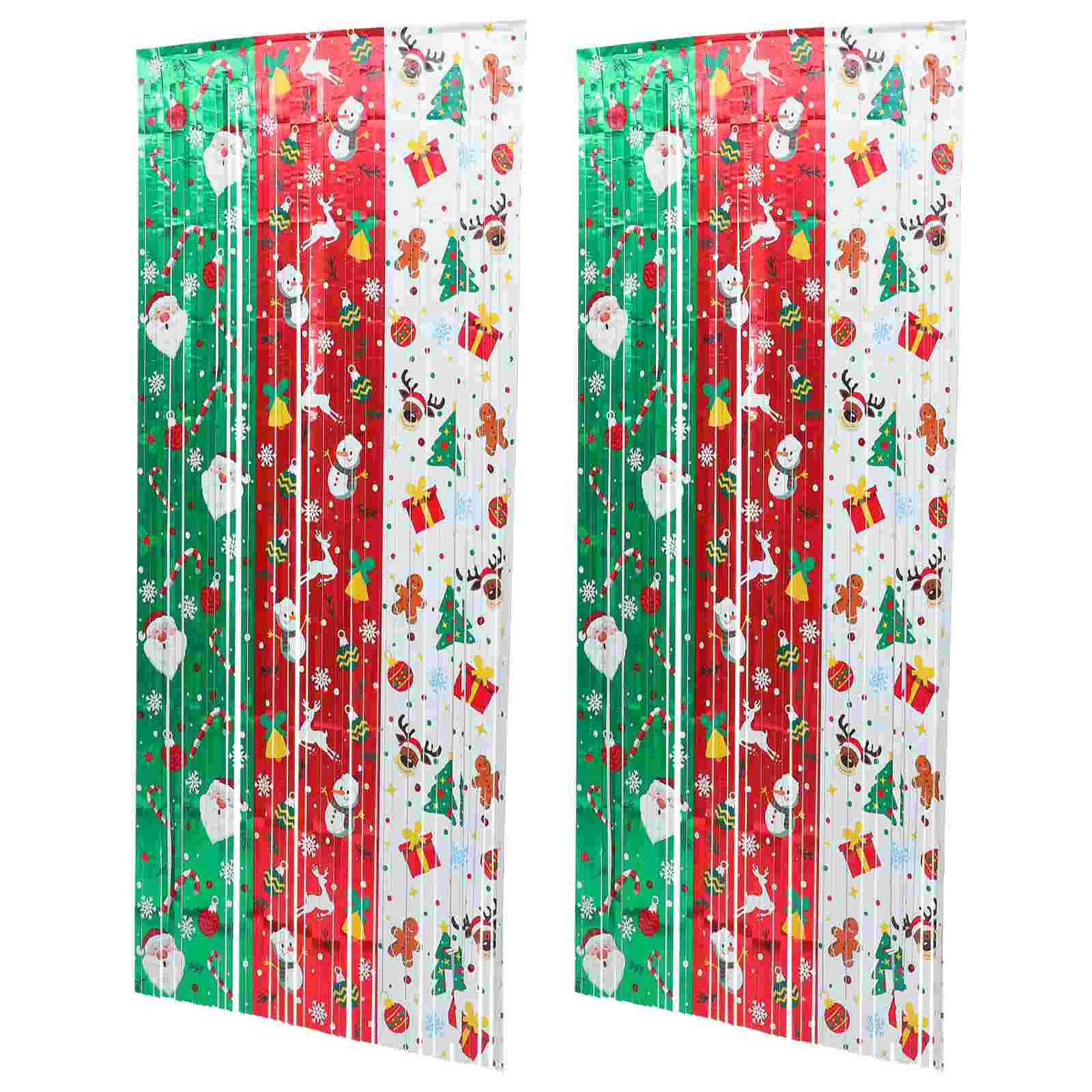 

2pcs Christmas Themed Fringe Curtains Tassel Curtains Party Background Curtains Wedding Wall Drapes